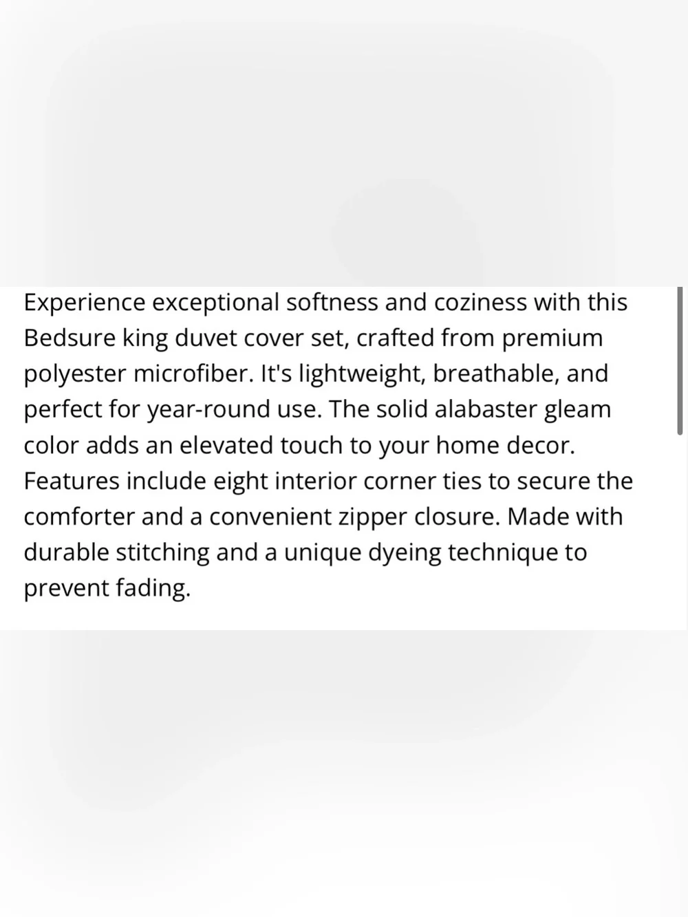 KING SIZE Duvet Bedding Set 100% Premium Microfiber - ALABASTER GLEAM